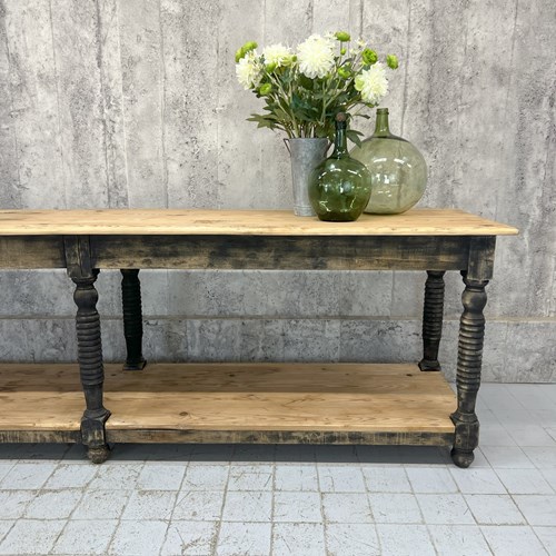 280.5Cm Black Rustic Drapers Table / Kitchen Island / Sideboard