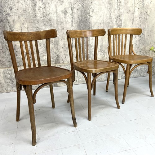 Set Of 3 Mismatching Matching Saddle Back Bistro Chairs