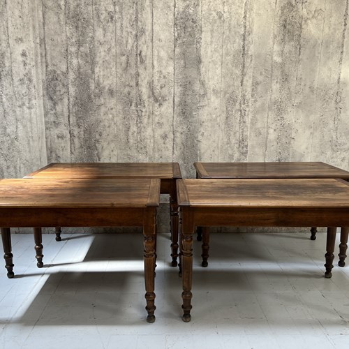 Set Of 4 French Bistro Tables With Turned Legs