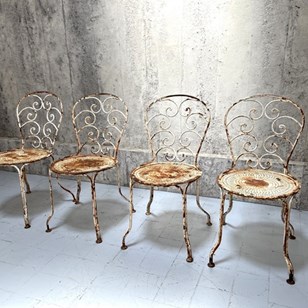 Set Of Four Antique Chippy Paint An...