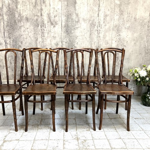 Set Of Eight Embossed Bentwood Bistro Chairs