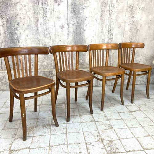 Set Of 4 Thonet Saddle Back Bistro Chairs