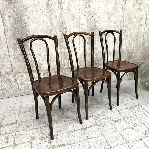 Set Of 3 Dark Bentwood French Bistro Chairs