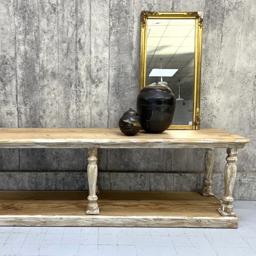 269.5Cm White Washed Oak Drapers Table / Kitchen Island