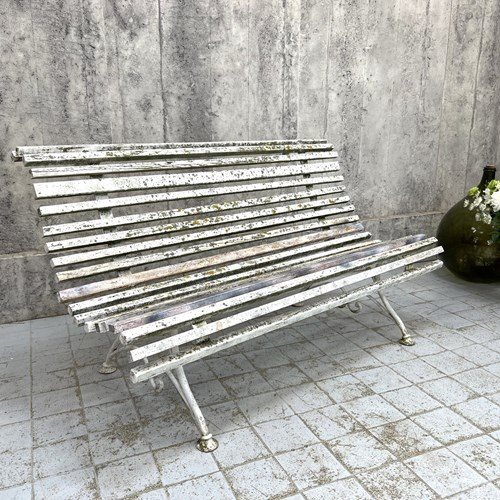 White 'Parisian' Metal And Wood Garden Bench