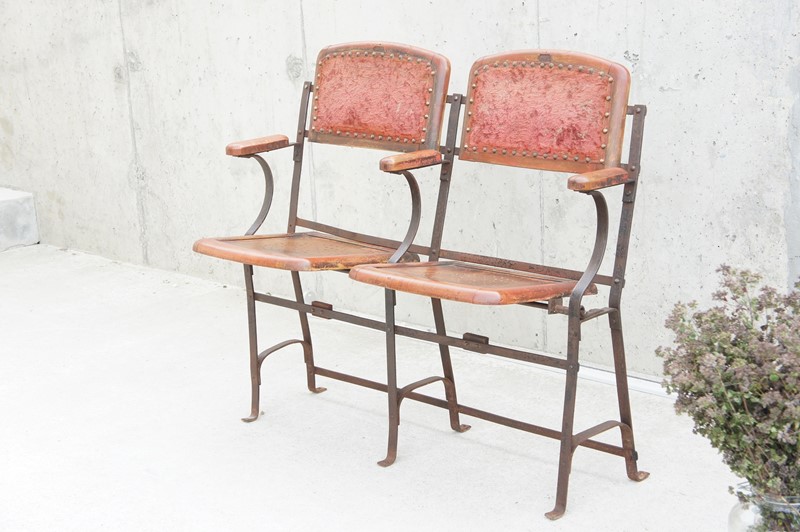 French Napoleon III 19th Century Metal, Wood, Red -vintage-french-vintage-french-etsy-boho-19th-century-metal-wood-cinema-seats6-main-637066519507269225.JPG