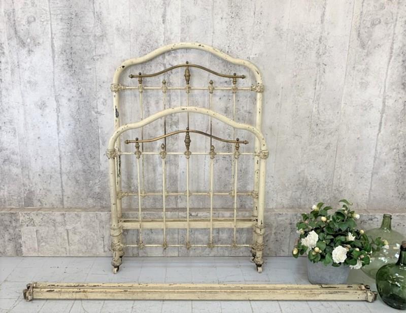 French Brass And Metal 92Cm Wide Bed Frame-vintage-french-vintage-french-metal-and-brass-single-bedframe1-main-638199384016730070.jpg