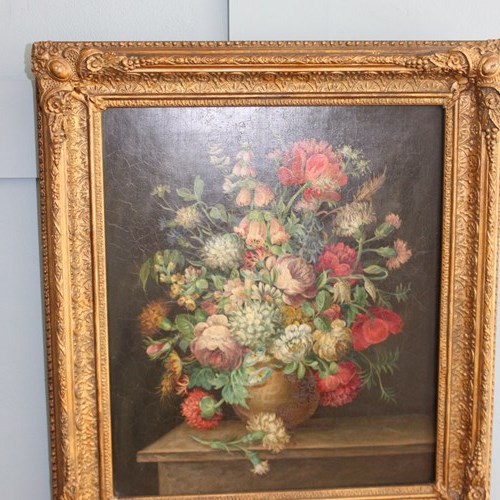 19Th Century Floral Still Life With Fox Gloves And Honeysuckle