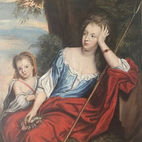 Sir Godfrey Kneller Mrs Voss And Catherine Kneller Oil Canvas