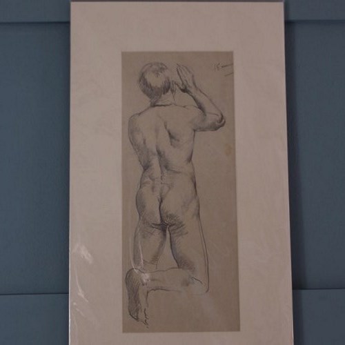 Antique Pencil Study Of A Male Nude