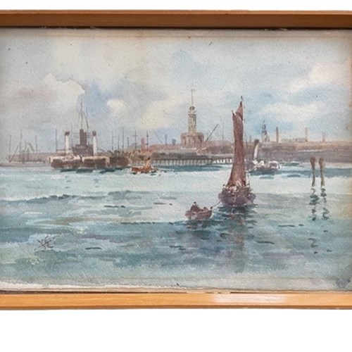 Vintage Watercolour Of Devon Port England