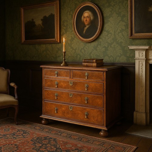 Antique Early 18Th Century Burr Walnut Chest Of Drawers