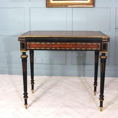 Antique French Napoleon III Inlaid Card Table