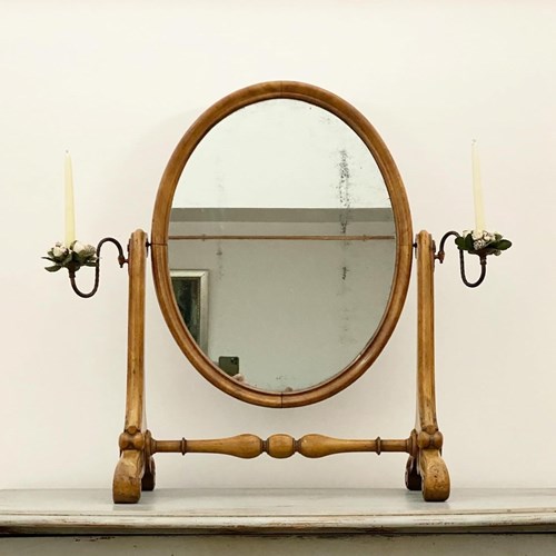 19Th Century Dressing Table Mirror With Sconces