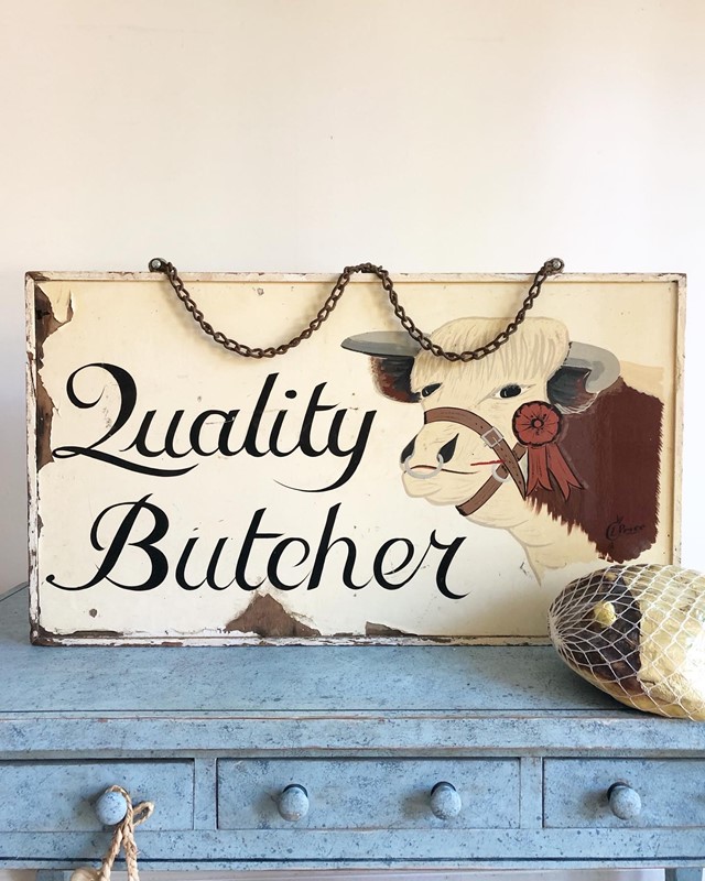 Excellent Original Butchers Shop Trade Sign-vintage-on-the-vine-486b7d41-2244-4ae0-a0dc-cd5b3614483b-main-637598805382418433.JPG