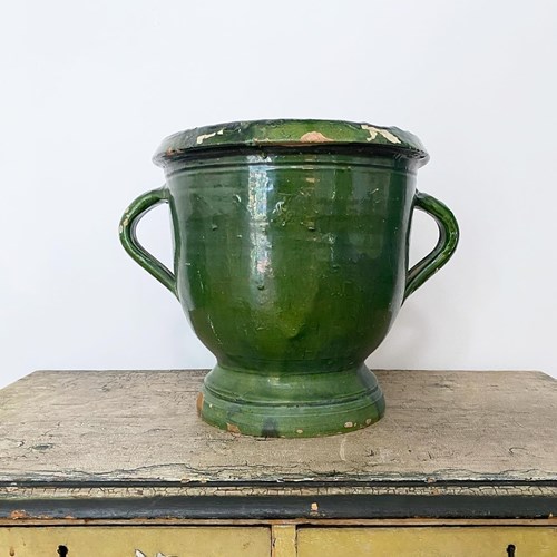 A 19Th Century Green Glazed French Castelnaudary Pot