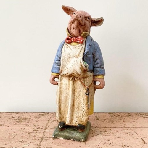 Early 20Th Century Plaster Standing Butcher's Pig