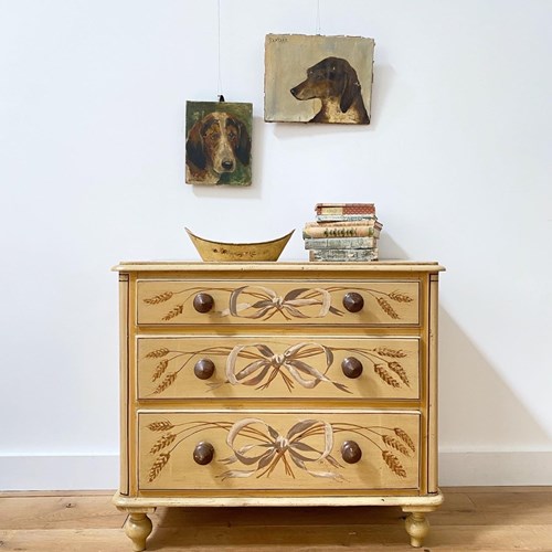 English Victorian Painted Pine Chest Of Drawers