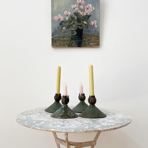 Tole Sculptural Candle Holders