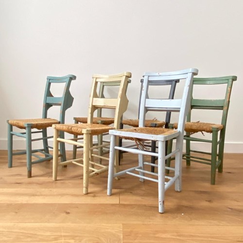Set Of Six Painted French School Chairs (Full Size)