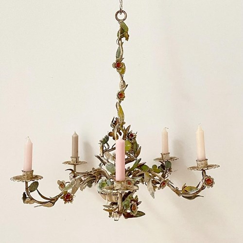 1940'S French Toleware Candle Chandelier
