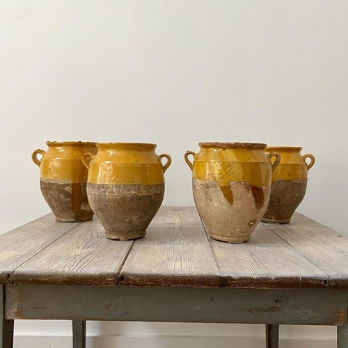 French 19Th Century Earthenware Confit Pot Foursome