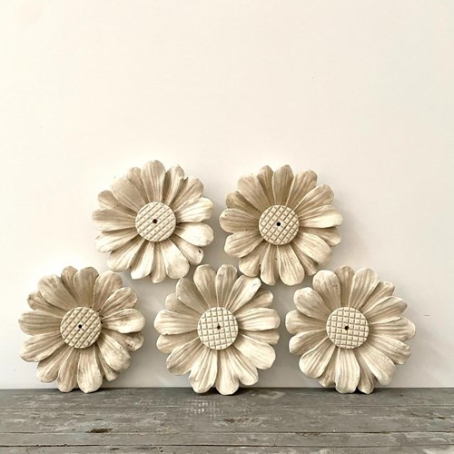 Five Early 20Th Century French Plaster Of Paris Flowers