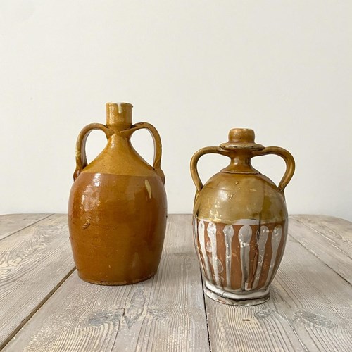 Early 20Th Century Pair Of Italian Ceramic Olive Oil Jars