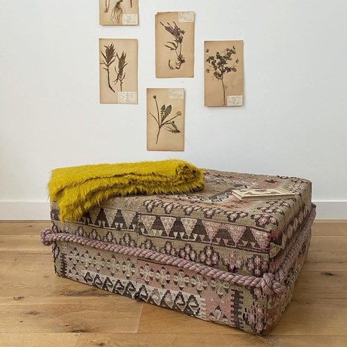 Early 20Th Century Kilim Covered Ottoman