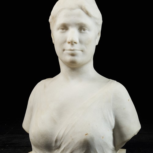 Louis Dubar (1876-1951), Marmor Bust of Woman
