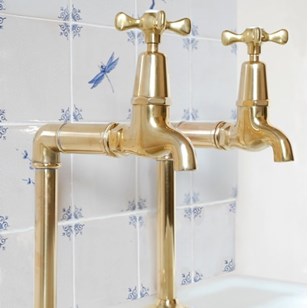 Contemporary Water & Wood Brass Bib...