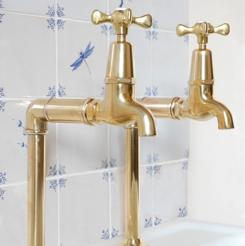 Contemporary Water & Wood Brass Bib Taps