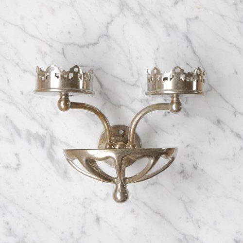 Nickel Bathroom Soap & Tumbler Holder