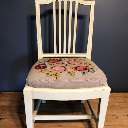 A Swedish Slat Back Needlepoint Chair 